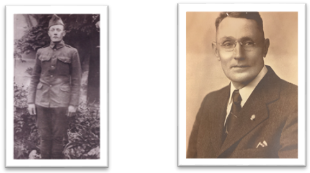 2 black and white photos of JW Alvey