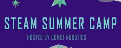 blue background with title STEAM Summer camp